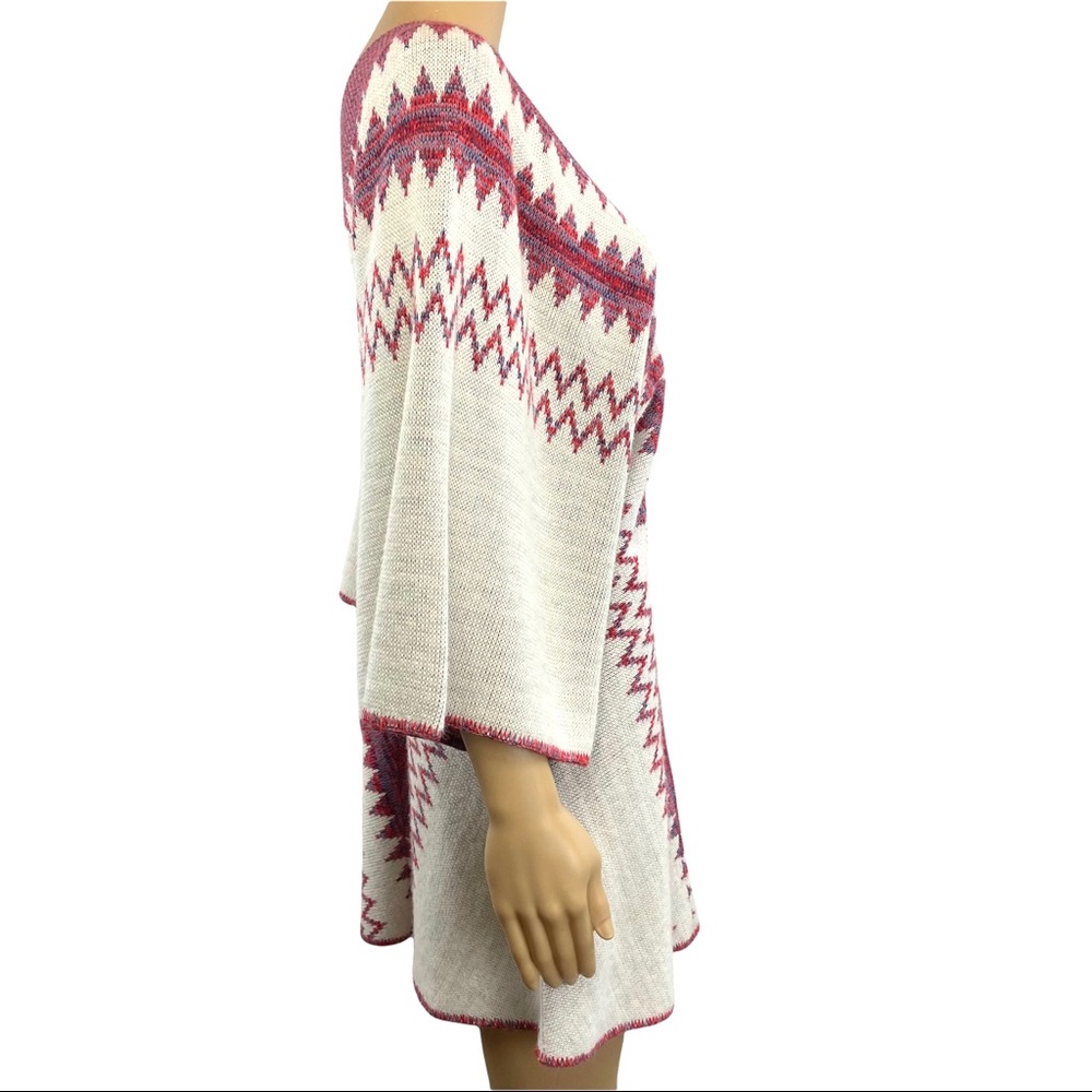Vntg LeRoy Western Knit Dress Knitwear Cream & Woven Reds Soft EUC - Picture 3 of 12